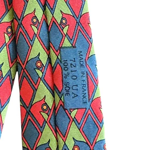 Hermes Geometric Hidden Race Horses Silk Necktie 7210 UA Men's Made in France - Picture 6 of 10